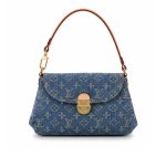 Louis Vuitton Pleaty Handbag Monogram Denim Blue 26Cm M95050