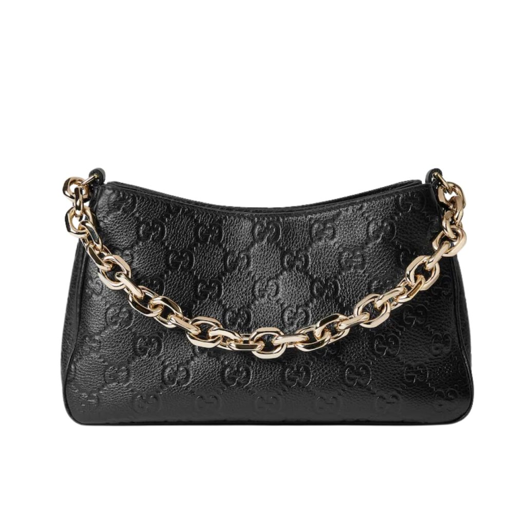 Gucci Gg Emblem Small Shoulder Bag Black Leather 23Cm - Image 2