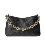 Gucci Gg Emblem Small Shoulder Bag Black Leather 23Cm