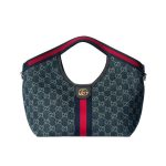 Gucci Giglio Small Tote Bag Blue And White GG Denim 25cm 860845 FAFRW 8864
