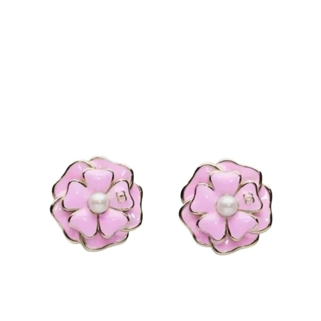 Chanel Camellia Earrings Pink Abg218 B21624 U3368 - Image 2