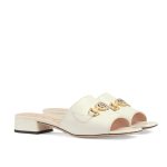Gucci Zumi Leather Slide Sandal White 60241 C9D00 1000