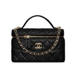 Chanel 25C Vanity With Chain Gold Hardware Black 19Cm