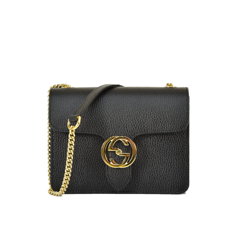 Thumbnails-Emlina-33-1.jpg Gucci Interlocking Leather Chain Crossbody Bag Black 20Cm - Image 1