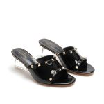 Valentino Garavani Rockstud Skin Heeled Sandals Black