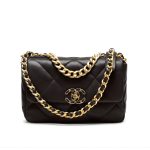 Chanel 19 Handbag Shiny Gold And Silver Tone Black 26Cm AS1160 B04852 94305