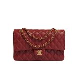 Chanel Medium Classic Double Flap Burgundy Gold Hardware 25Cm