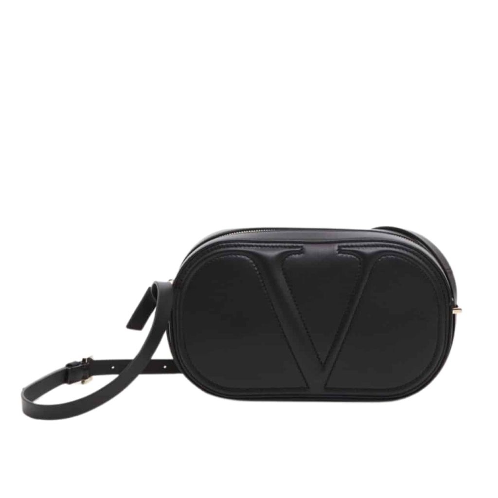 Valentino Vlogo Walk Leather Crossbody Bag Black 25Cm - Image 2