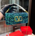 Valentino Small Loco Shoulder Bag With Embroidery in Antique Green 20cm 2W2B0K53BYYNB6 - Image 3