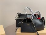 Valentino Garavani Rockstud Leather Tote Black 36Cm - Image 3