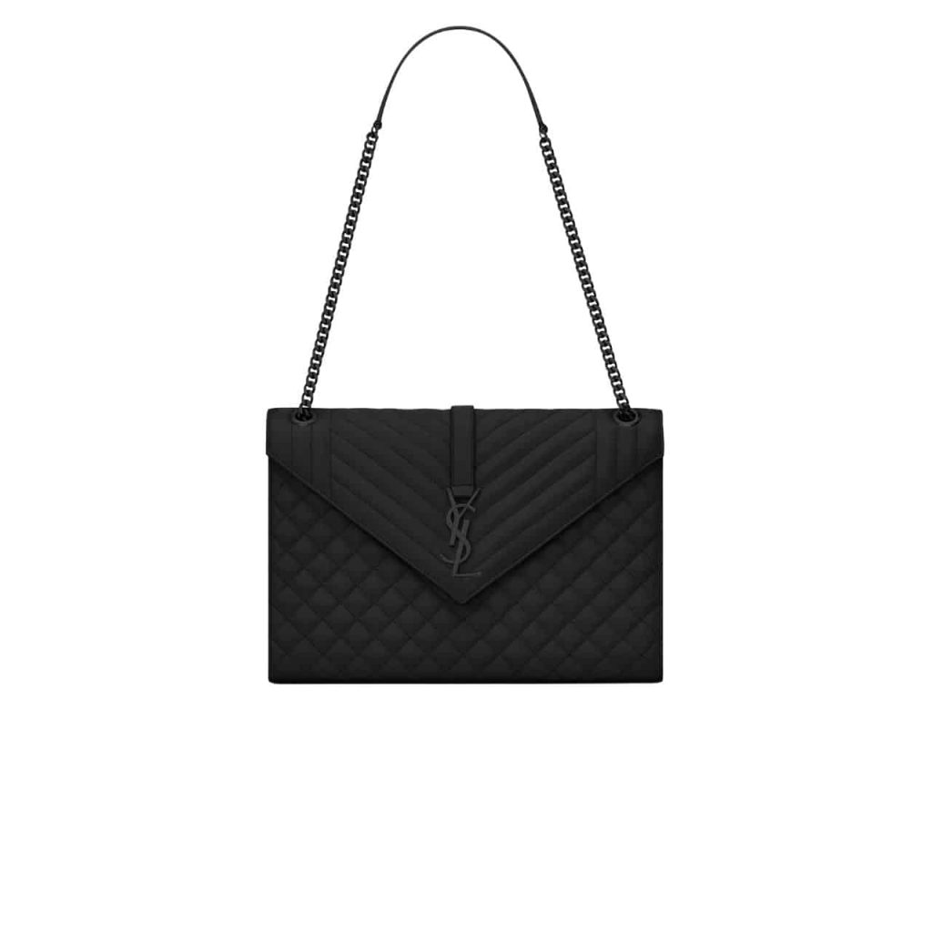 Saint Laurent Envelope Large Bag In Mix Matelassé Grain De Poudre Embossed Leather Black 31Cm 600166Bow981000 - Image 2