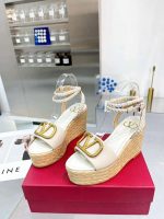 Valentino Garavani Vlogo Espadrille Platform Sandals White - Image 4