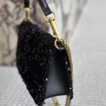 Valentino Loco Medium Vlogo Sequins Shoulder Bag Black 26Cm - Image 7