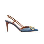 Valentino Garavani Vlogo Denim Slingback Pumps Denim