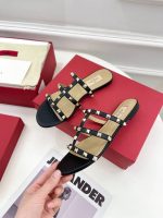 Valentino Garavani Rockstud Flat Slide Sandal Black 5W2S0C49Vod 0No - Image 4