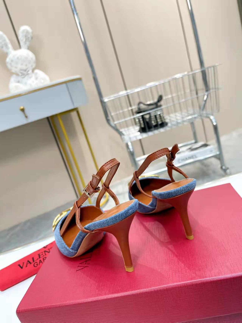 Valentino Garavani Vlogo Denim Slingback Pumps Denim - Image 4