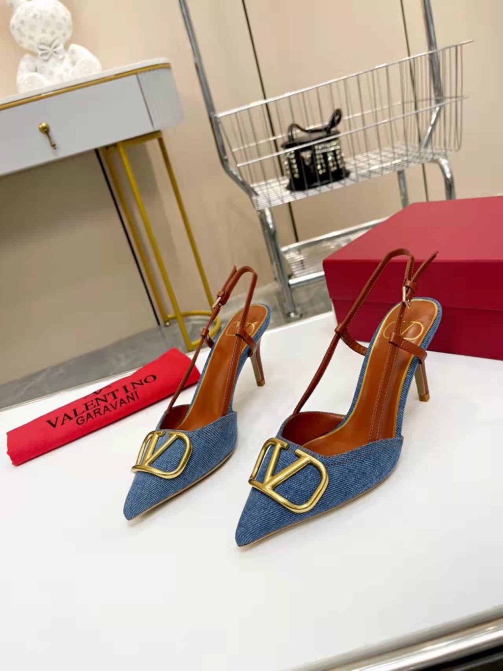 Valentino Garavani Vlogo Denim Slingback Pumps Denim - Image 10