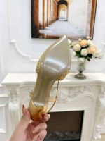 Valentino Garavani Vlogo Woven Leather Slingback Pumps Gold - Image 4