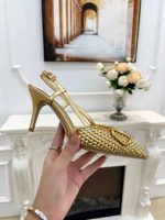 Valentino Garavani Vlogo Woven Leather Slingback Pumps Gold - Image 10