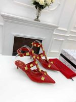Valentino Garavani Roman Stud Kitten Heel Pumps Red - Image 11