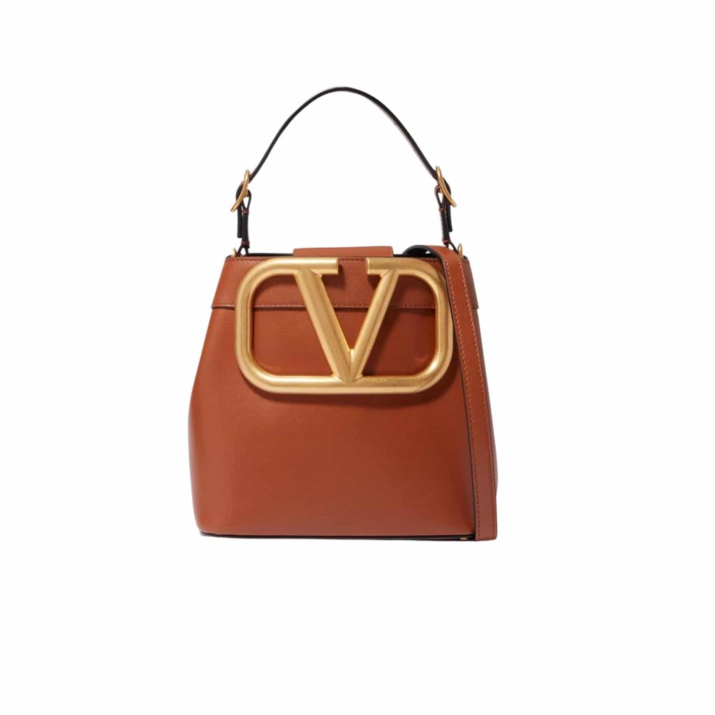 Valentino Garavani Supervee Leather Bucket Bag Brown 20Cm - Image 2