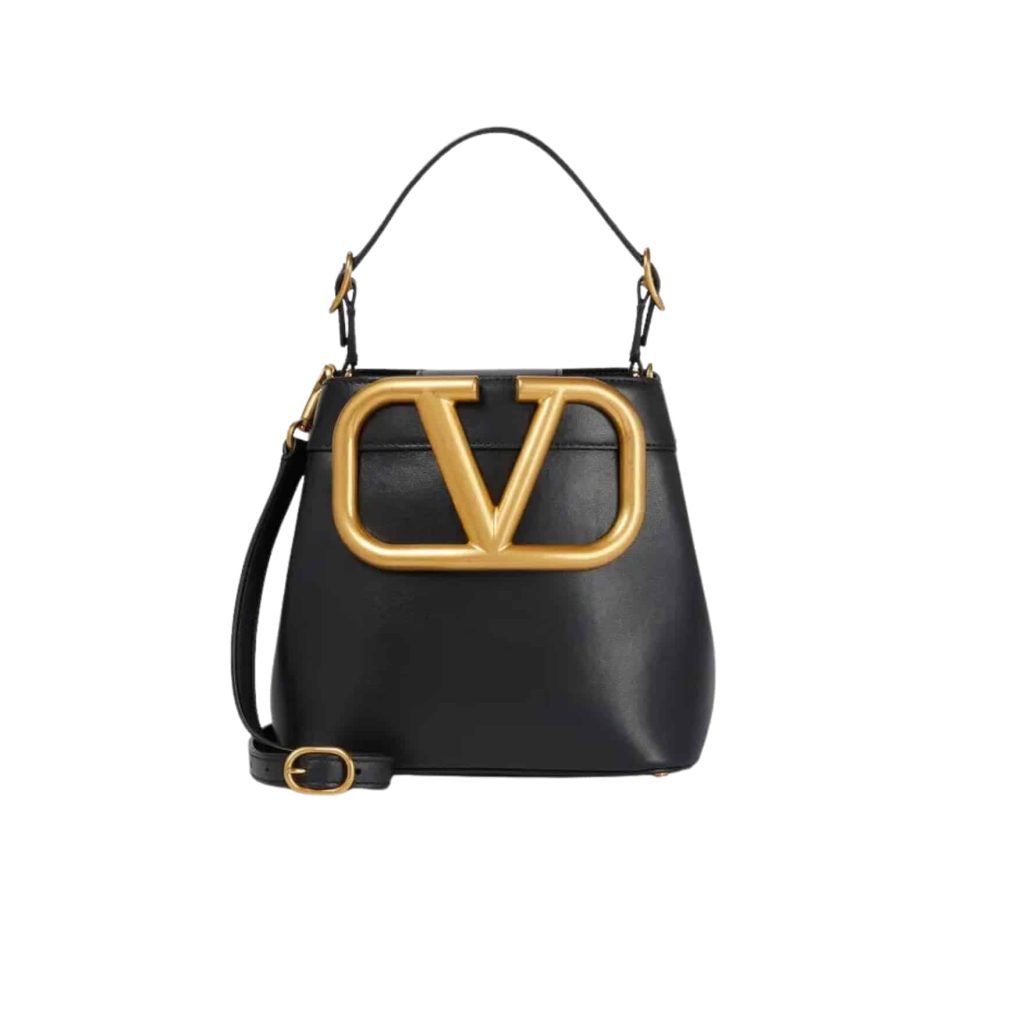 Valentino Garavani Supervee Leather Bucket Bag Black 20Cm - Image 2