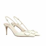 Valentino Vlogo Signature Patent Leather Slingback Pump White - Image 4
