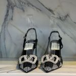 Valentino Vlogo Signature Back Strap Crystal High Heels Black - Image 3
