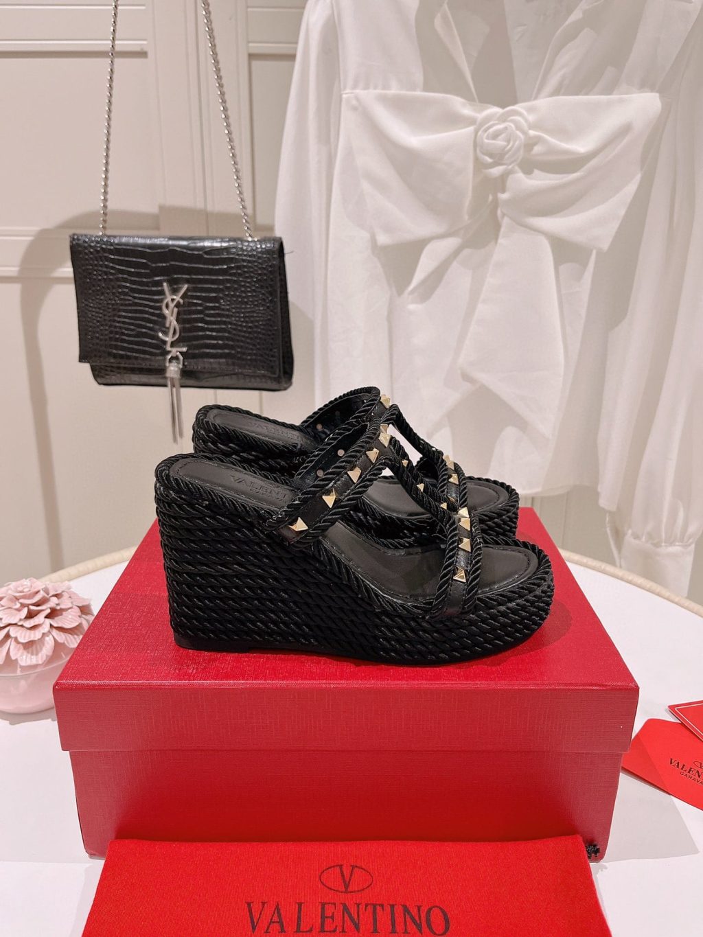 Valentino Rockstud Wedge In Black - Image 6