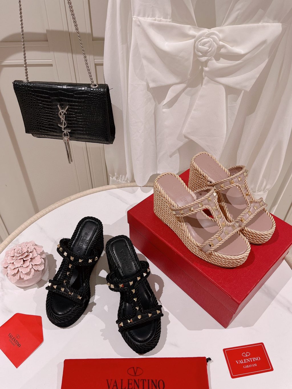 Valentino Rockstud Wedge In Black - Image 3