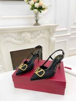 Valentino Garavani Vlogo Woven Leather Slingback Pumps Black - Image 5
