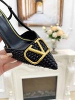 Valentino Garavani Vlogo Woven Leather Slingback Pumps Black - Image 4