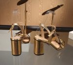 Gucci Gold Metallic Laminate Leather Mid Heel Sandal 453379 - Image 4