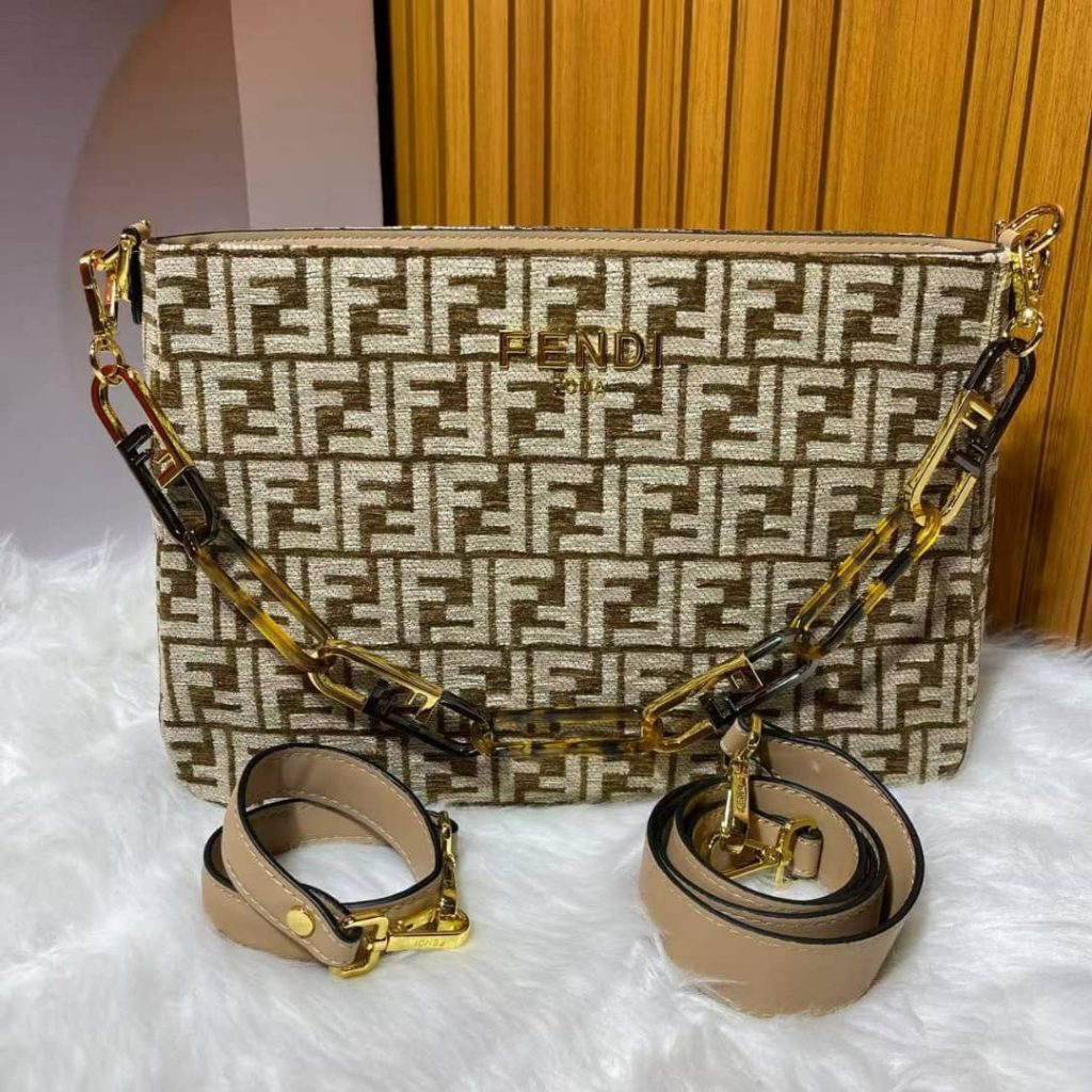 Fendi Olock Zip Dove Browntapestry Fabric Bag 8Br805Alfvf1Iqu - Image 4