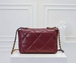 Chanel 19 Flap Bag Shiny Crumpled Leather Burgundy 22Cm - Image 4