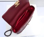 Chanel 19 Flap Bag Shiny Crumpled Leather Burgundy 22Cm - Image 7