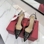 Valentino Garavani Vlogo Signature Patent Leather Slingback Pump Black 4W2S0R01Tmk 0No - Image 4