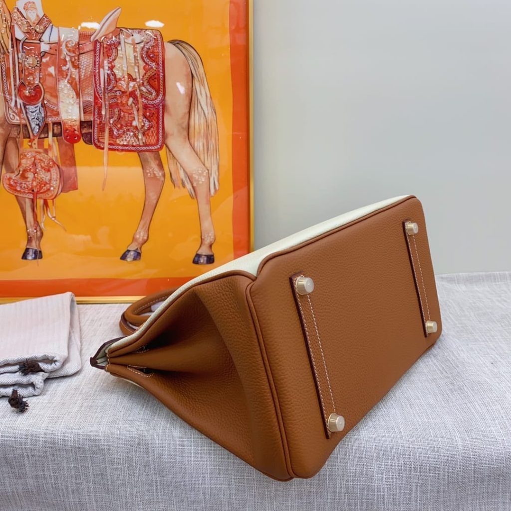 Hermes Birkin 30 Togo Brushed Leather Gold Hardware Beige Brown 30Cm - Image 6