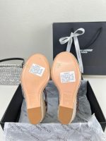 Saint Laurent Cassandra 115 Leather And Raffia Wedge Brown Sandals - Image 6