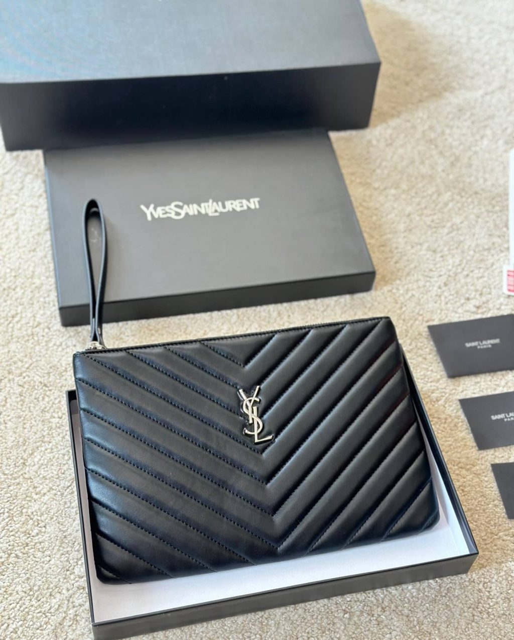 Saint Laurent Cassandre Matelassé Tablet Pouch In Quilted Leather Black 30Cm 559193Cwu021000 - Image 3