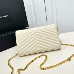 Saint Laurent Classic Cassandre Chain Wallet In Grain De Poudre Leather White 24Cm 377828BOW019207 - Image 5