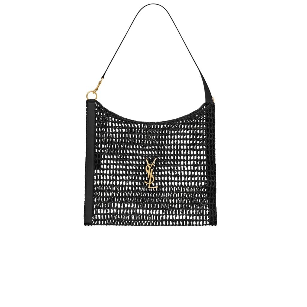 Saint Laurent Oxalis In Raffia Crochet And Leather Black 41Cm 781289Gaaea1000 - Image 2