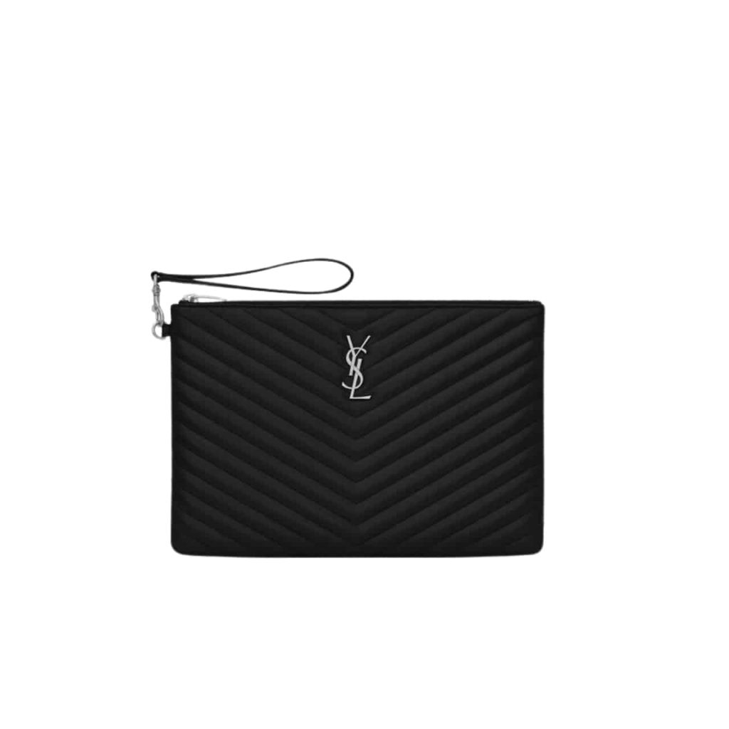 Saint Laurent Cassandre Matelassé Tablet Pouch In Quilted Leather Black 30Cm 559193Cwu021000 - Image 2