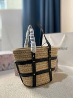 Saint Laurent Medium Panier Harness Raffia Tote Beige 17Cm - Image 5