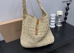 Saint Laurent Le 5 A 7 In Raffia Crochet And Smooth Leather Beige 32Cm 690941Gaaar2080 - Image 5