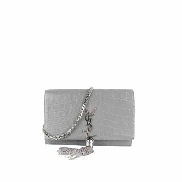 xr:d:DAFp4f9JdKc:605,j:6260402106695560915,t:23080404 Saint Laurent Kate Monogram Shoulder Bag Crocodile Gray 20Cm - Image 1