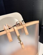 Saint Laurent Panier Medium In Vinyl And Vegetable Tanned Leather Brown 28 Cm 773697Fac0F2275 - Image 6