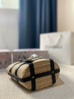 Saint Laurent Medium Panier Harness Raffia Tote Beige 17Cm - Image 7
