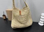 Saint Laurent Le 5 A 7 In Raffia Crochet And Smooth Leather Beige 32Cm 690941Gaaar2080 - Image 7