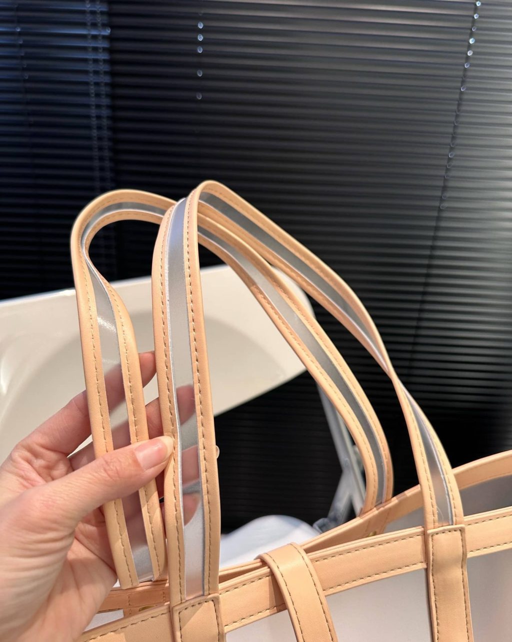 Saint Laurent Panier Medium In Vinyl And Vegetable Tanned Leather Brown 28 Cm 773697Fac0F2275 - Image 7